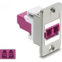 Delock Conector hembra LC dúplex para montaje en panel, multimodo OM4, carcasa plateada, conectores violeta 91100