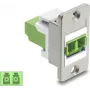 Delock Acoplamiento LC Dúplex para montaje en panel Multimodo OM5 verde lima plateado con brida 91105