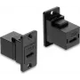 Cable de montaje en panel USB 2.0 Type-C conector hembra a conector hembra Delock, negro, 0,3 m, 480 Mbps, doble apantallado 91926