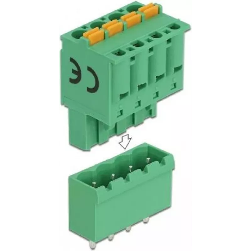 Delock Set de bloques de terminales PCB 4 polos 5,08 mm paso vertical (66501)