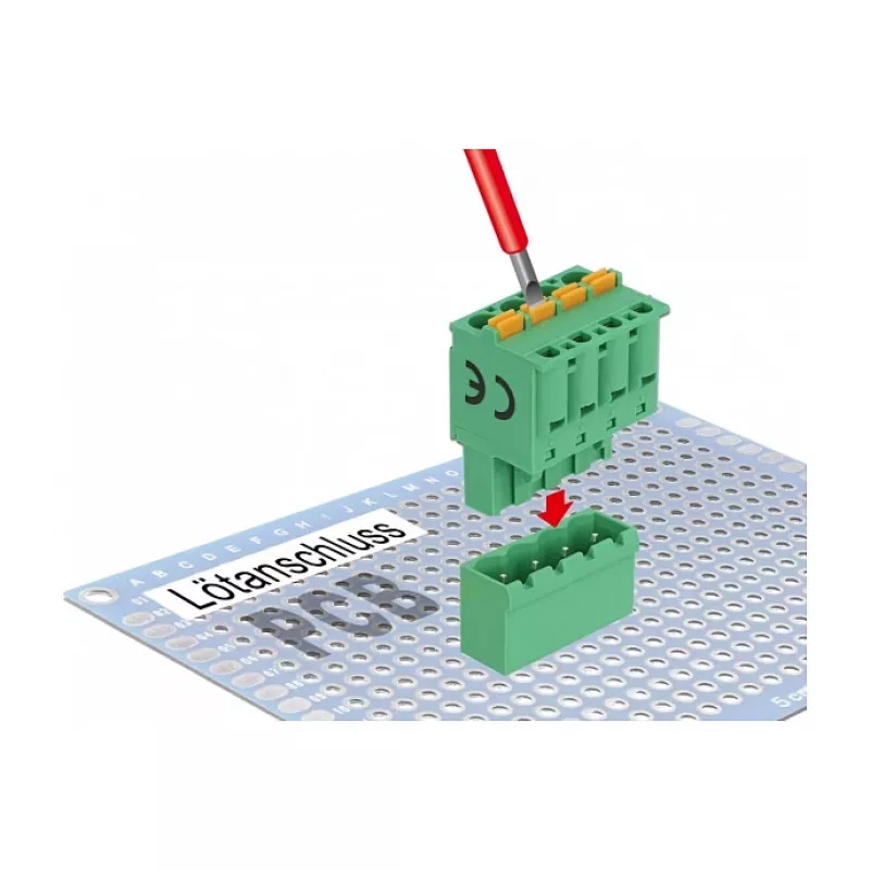 Delock Set de bloques de terminales PCB 4 polos 5,08 mm paso vertical (66501)