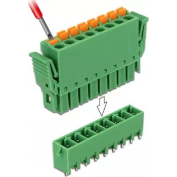 Delock Set de bloques de terminales PCB 8 polos paso 3,81 mm vertical verde (10 uds.) 65974