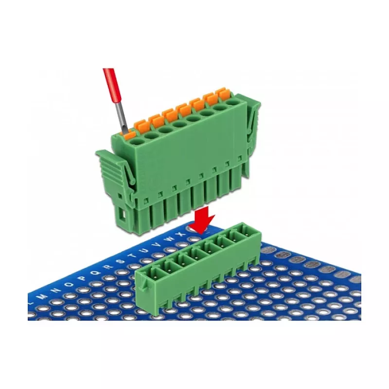 Delock Set de bloques de terminales PCB 8 polos paso 3,81 mm vertical verde (10 uds.) 65974