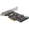 Tarjeta Delock PCI Express x4 a 4 x USB Type-C + 1 x USB Type-A - SuperSpeed USB 10 Gbps - formato Low Profile, controlador USB