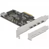 Tarjeta Delock PCI Express x4 a 4 x USB Type-C + 1 x USB Type-A - SuperSpeed USB 10 Gbps - formato Low Profile, controlador USB