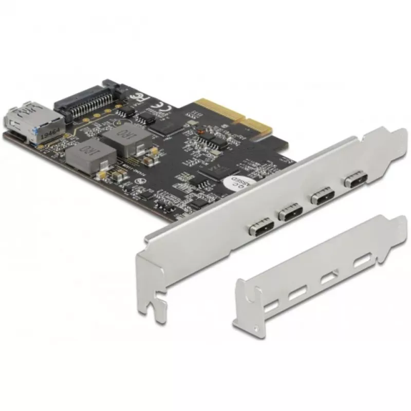 Tarjeta Delock PCI Express x4 a 4 x USB Type-C + 1 x USB Type-A - SuperSpeed USB 10 Gbps - formato Low Profile, controlador USB