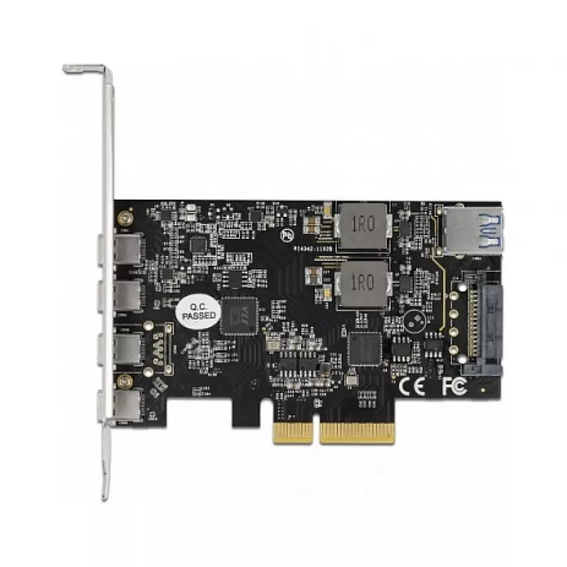Tarjeta Delock PCI Express x4 a 4 x USB Type-C + 1 x USB Type-A - SuperSpeed USB 10 Gbps - formato Low Profile, controlador USB