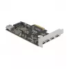 Tarjeta Delock PCI Express x4 a 4 x USB Type-C + 1 x USB Type-A - SuperSpeed USB 10 Gbps - formato Low Profile, controlador USB