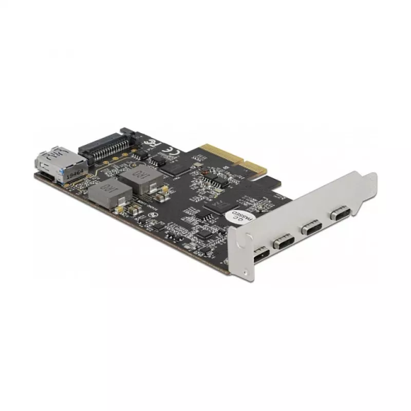 Tarjeta Delock PCI Express x4 a 4 x USB Type-C + 1 x USB Type-A - SuperSpeed USB 10 Gbps - formato Low Profile, controlador USB