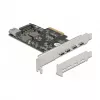 Tarjeta Delock PCI Express x4 a 4 x USB Type-C + 1 x USB Type-A - SuperSpeed USB 10 Gbps - formato Low Profile, controlador USB