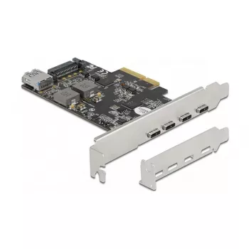 Tarjeta Delock PCI Express x4 a 4 x USB Type-C + 1 x USB Type-A - SuperSpeed USB 10 Gbps - formato Low Profile, controlador USB