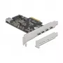Tarjeta Delock PCI Express x4 a 4 x USB Type-C + 1 x USB Type-A - SuperSpeed USB 10 Gbps - formato Low Profile, controlador USB