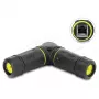 Delock conector hembra a conector hembra RJ45 Cat.6 con rosca M23 x 1,5 mm, acodado 90°, IP68 resistente al polvo y al agua, negro