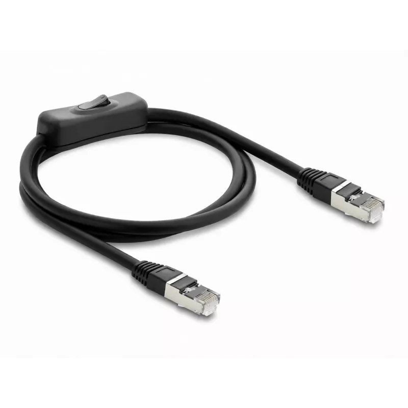 Delock Cable de red RJ45 Cat.6 F/UTP 1 m Negro con interruptor