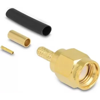 Delock Conector macho RP-SMA de crimpar para RG-174/RG-316/RG-188, contactos dorados, 50 Ohm 91788