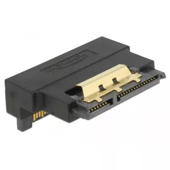Delock adaptador SATA 22 pines conector hembra a conector macho con bloqueo – acodado hacia abajo