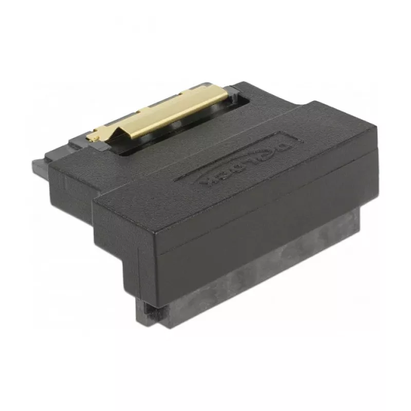 Delock adaptador SATA 22 pines conector hembra a conector macho con bloqueo – acodado hacia abajo