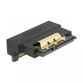 Delock adaptador SATA 22 pines conector hembra a conector macho con bloqueo – acodado hacia abajo