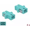 DeLOCK Acoplador de fibra óptica SC multimodo OM3, simplex, azul claro, pack de 4 85994