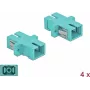 DeLOCK Acoplador de fibra óptica SC multimodo OM3, simplex, azul claro, pack de 4 85994
