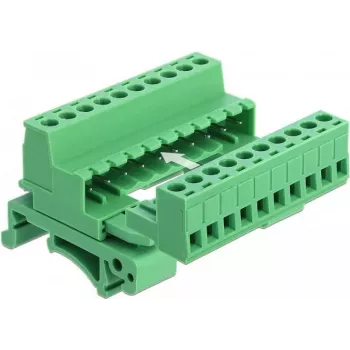 DELOCK set de bloques de terminales para carril DIN 10 polos con paso 5,08 mm en ángulo