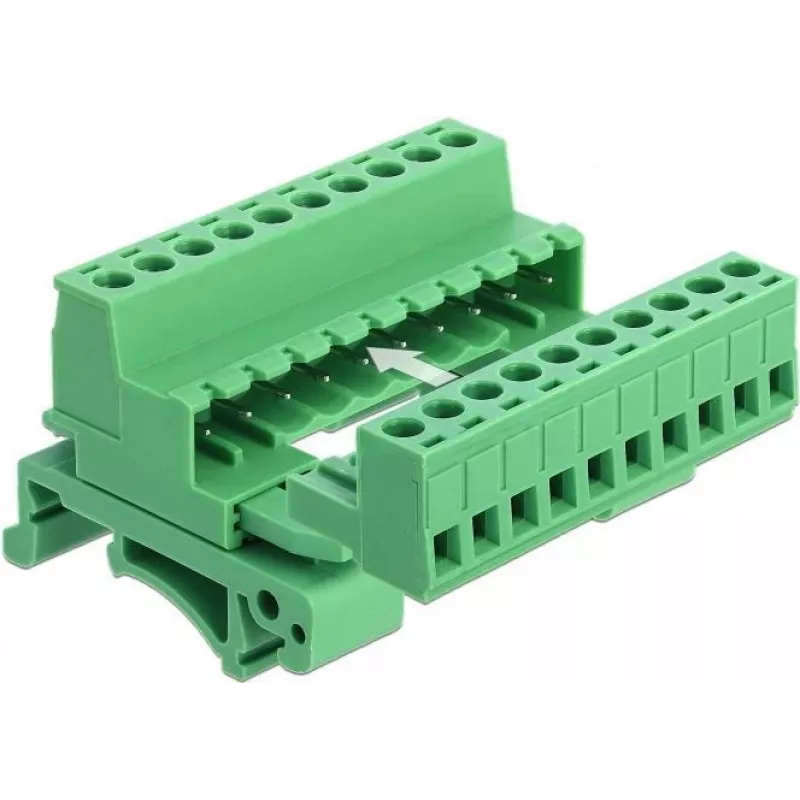 DELOCK set de bloques de terminales para carril DIN 10 polos con paso 5,08 mm en ángulo