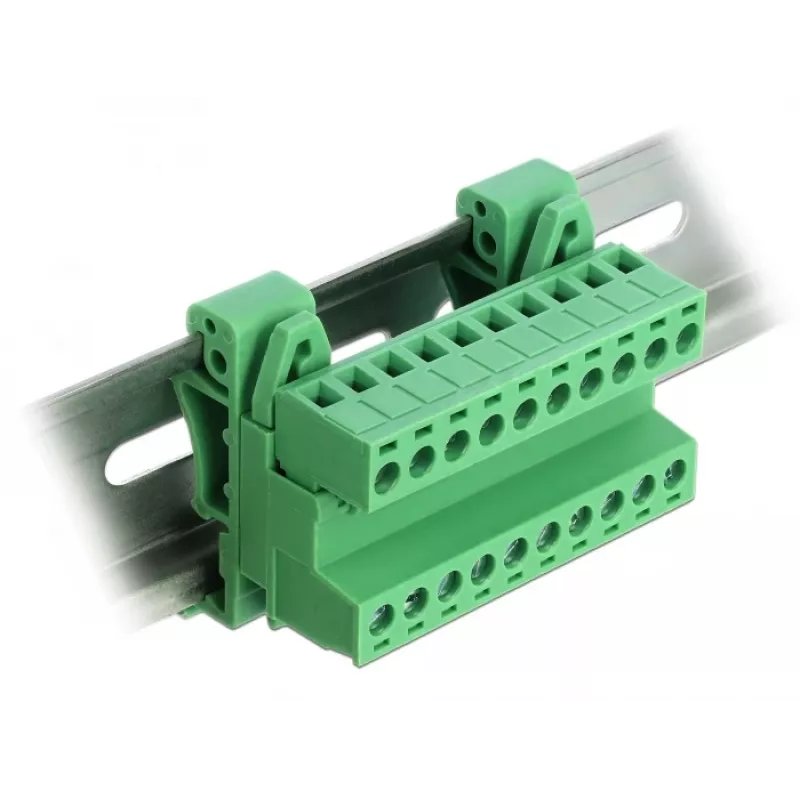 DELOCK set de bloques de terminales para carril DIN 10 polos con paso 5,08 mm en ángulo