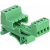DeLOCK Set de bloques de bornes para carril DIN 4 polos con paso de 5,08 mm acodado