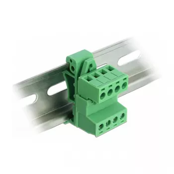 DeLOCK Set de bloques de bornes para carril DIN 4 polos con paso de 5,08 mm acodado