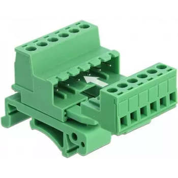 Delock Set de bloques de terminales para carril DIN 6 polos con paso 5,08 mm en ángulo