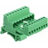 DeLOCK Set de bloques de terminales para carril DIN, 8 polos, paso 5,08 mm, en ángulo, verde