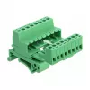 DeLOCK Set de bloques de terminales para carril DIN, 8 polos, paso 5,08 mm, en ángulo, verde