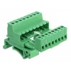 DeLOCK Set de bloques de terminales para carril DIN, 8 polos, paso 5,08 mm, en ángulo, verde
