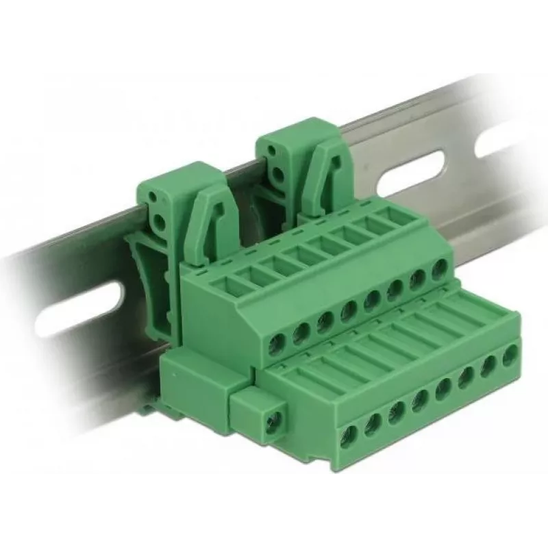 Delock Set de bloques de terminales para carril DIN 8 polos con seguro de tornillo