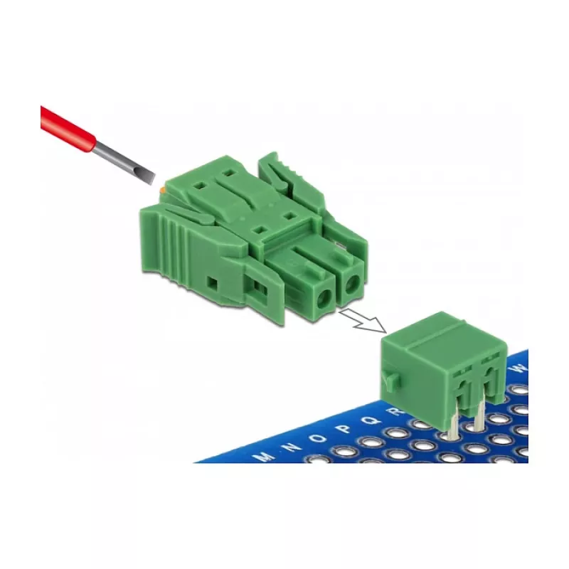 Delock Set de bloques de terminales para placa de circuito impreso 2 polos 3,81 mm paso horizontal 65952