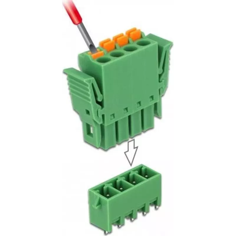Delock Set de bloques de terminales para placa 4 polos paso 3,81 mm vertical (65970)