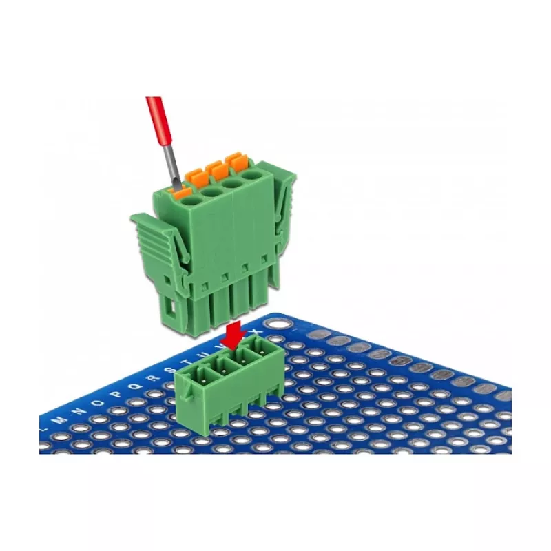 Delock Set de bloques de terminales para placa 4 polos paso 3,81 mm vertical (65970)