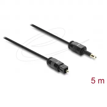Delock Cable TOSLINK Mini TOSLINK conector de 3,5 mm a conector TOSLINK, Ø 2,2 mm, 5 m, negro