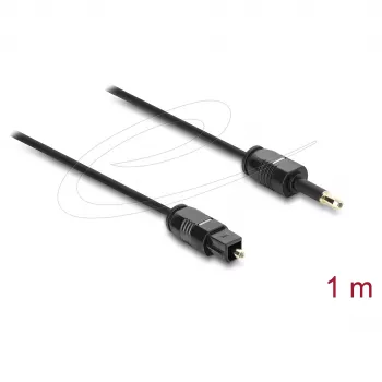 Cable TOSLINK Delock Mini TOSLINK conector de 3,5 mm a conector TOSLINK, Ø 2,2 mm, 1 m, negro