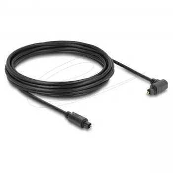 Delock Cable de audio óptico TOSLINK 5 m, conector acodado 90° a recto, 4 mm, negro