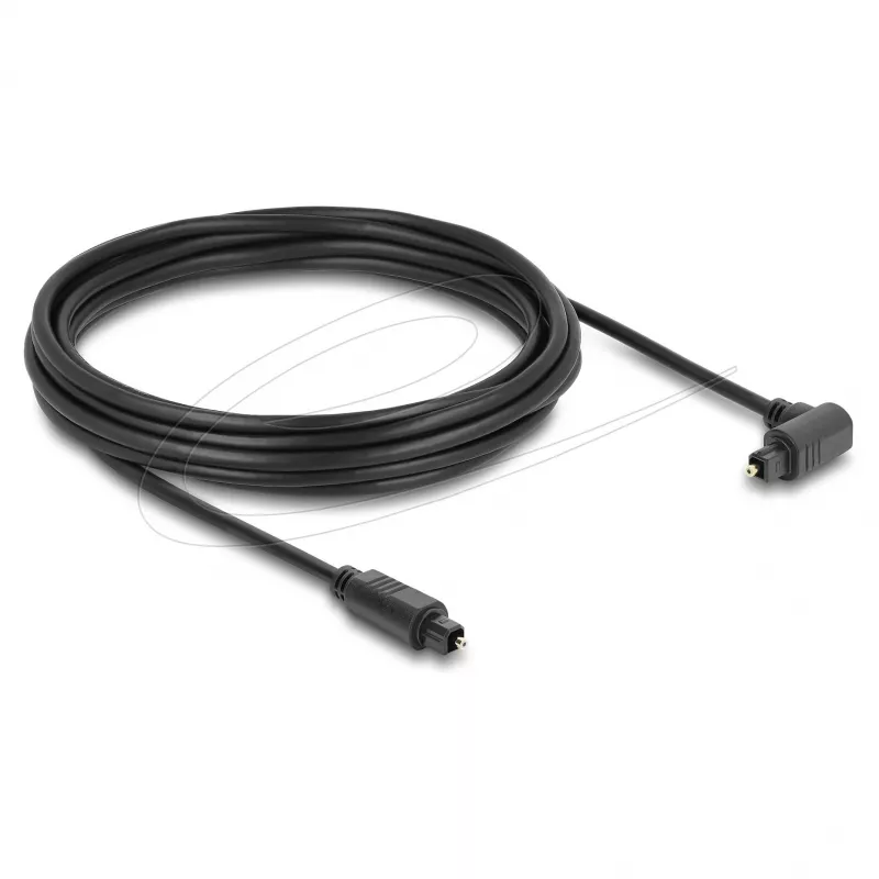 Delock Cable de audio óptico TOSLINK 5 m, conector acodado 90° a recto, 4 mm, negro