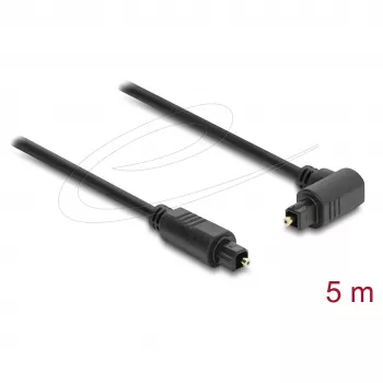 Delock Cable de audio óptico TOSLINK 5 m, conector acodado 90° a recto, 4 mm, negro