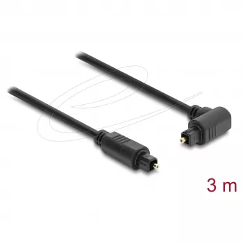 Delock cable de audio óptico TOSLINK, acodado 90° a recto, 3 m, negro