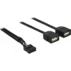 Delock cable adaptador USB 2.0 pin header a 2 x conector hembra Type-A 40 cm 83823