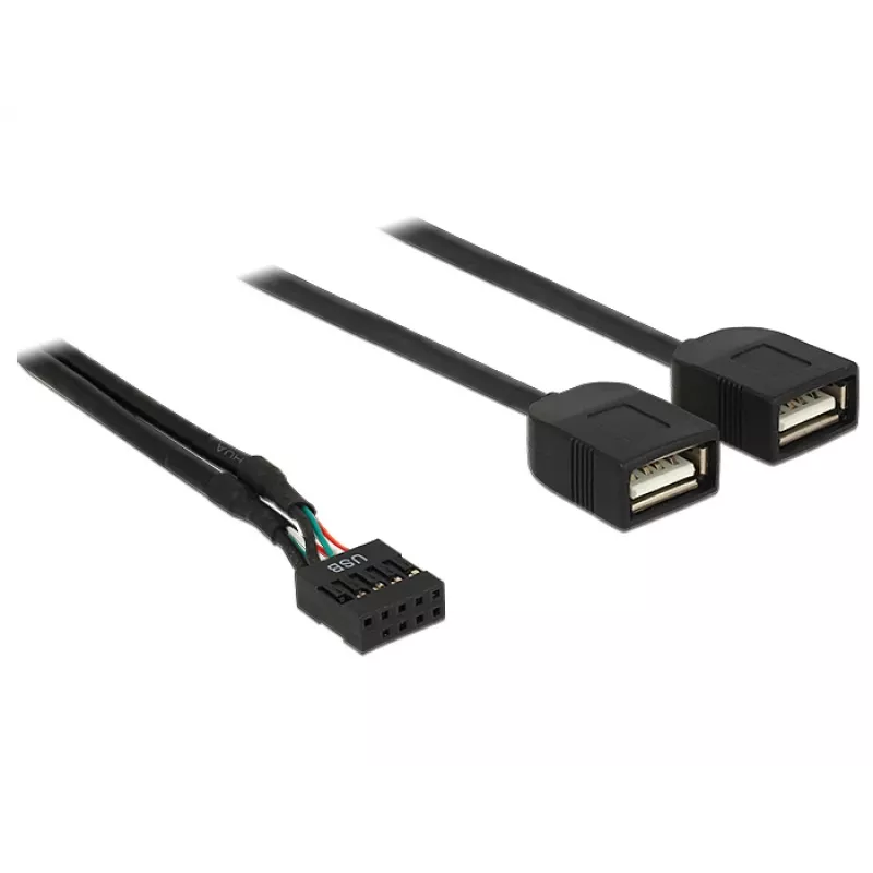 Delock cable adaptador USB 2.0 pin header a 2 x conector hembra Type-A 40 cm 83823