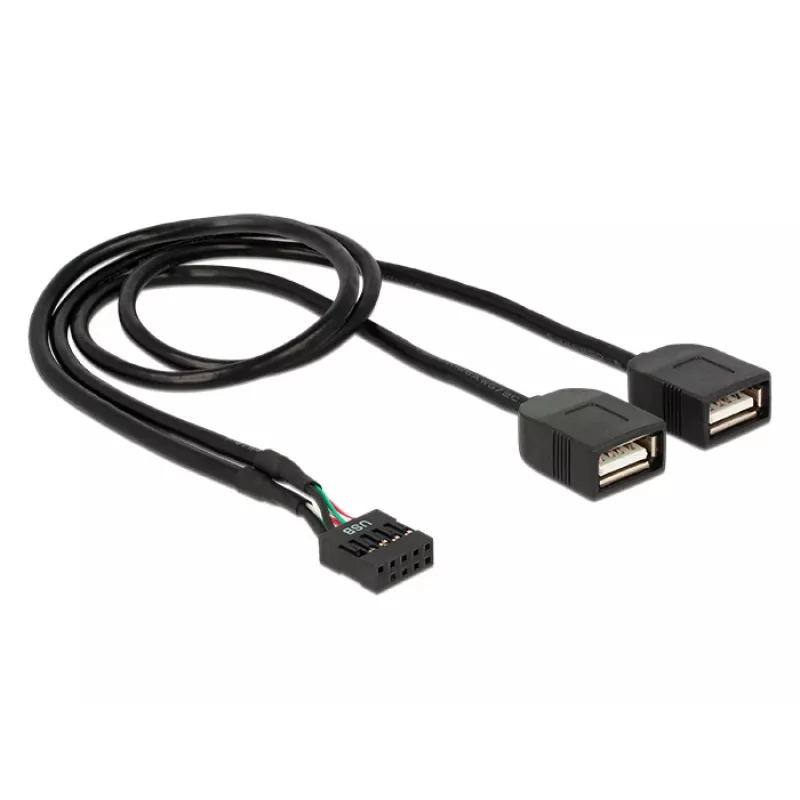 Delock cable adaptador USB 2.0 pin header a 2 x conector hembra Type-A 40 cm 83823