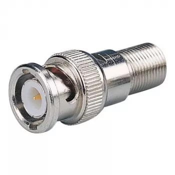DELTA Adaptador BNC a F-Type, conector hembra F a conector macho BNC, 75 ohmios, latón niquelado