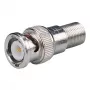 DELTA Adaptador BNC a F-Type, conector hembra F a conector macho BNC, 75 ohmios, latón niquelado