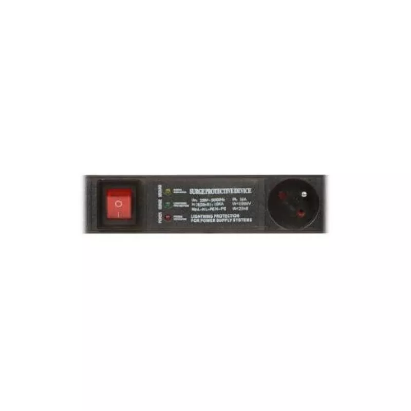 DELTA PD-6/R-SPD-3L Regleta de 6 tomas con protección contra sobretensiones, interruptor bipolar, cable de 1,5 m, tomas tipo E, 2300 W, Negro