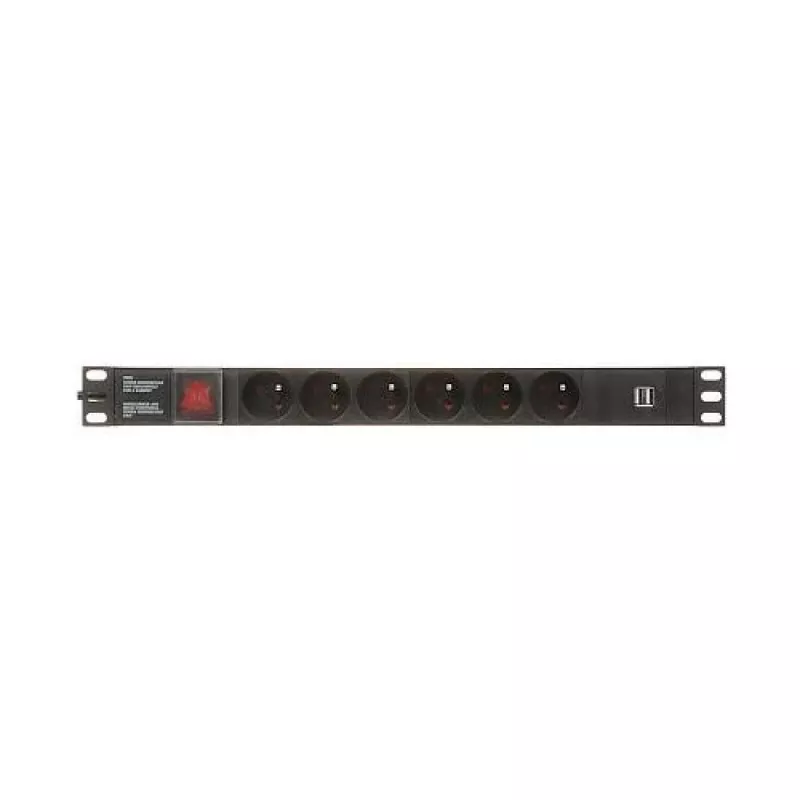 Regleta DELTA 6 tomas Schuko PD-6/R-USB